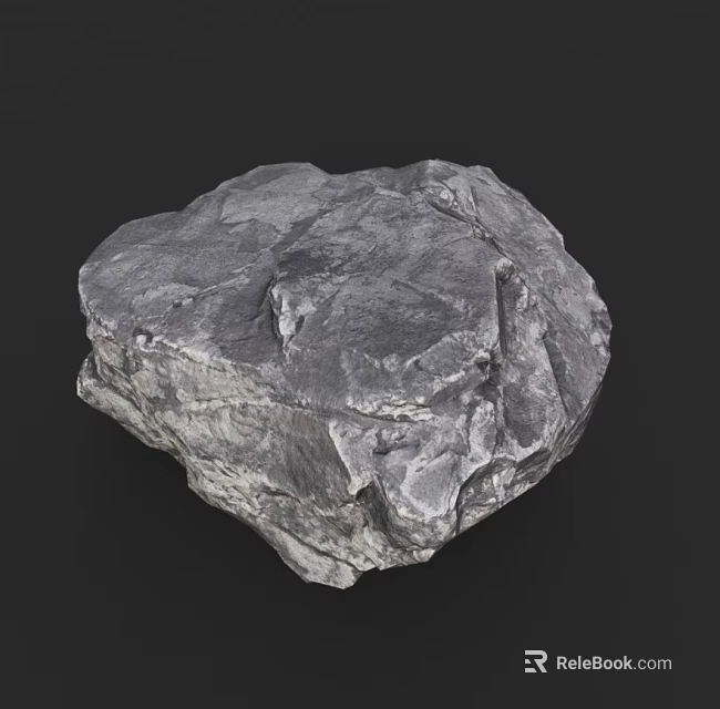 Natural Gray Rock With Rough Surface Texture In Outdoor Natural Setting 3d model 