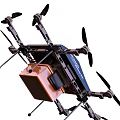 Smart Machine Drone For Package Delivery With Propellers And Cargo Box 3d model