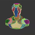 Abstract Character Creature Sculpture With Black And White Geometric Design Shiny Surface