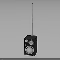 Black Portable Radio With Extended Antenna Control Knobs And Speaker Grill 3d model