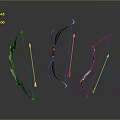 Various Stylish Bows and Arrows with Ornate Details on Dark Background