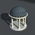 Classical Pavilion With Black Dome And White Columns Against Blue Sky 3d model
