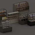Various Styles Of Glass Door Pastry Display Cases With Assorted Desserts And Cakes