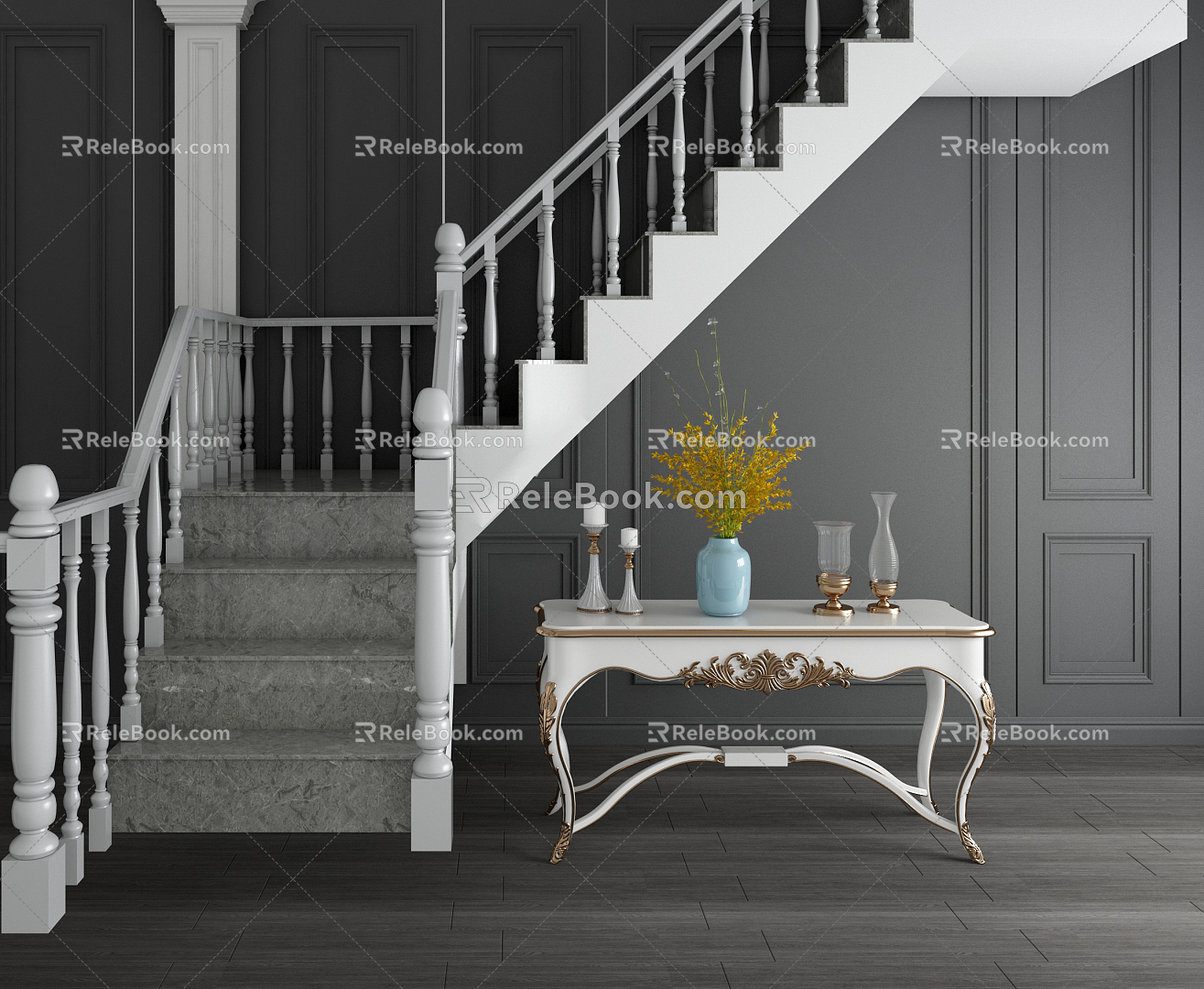 Light Luxury Stairs 3d model