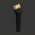 Black Microphone With Gold Crown Featuring Red Yellow Accents On Top