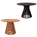 Round Wooden Dining Tables With Light And Dark Striped Base Designs 3d model
