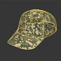 Camouflage Patterned Baseball Hat In Green And Beige For Casual Military Style Wear
