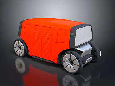 Orange Concept Car With Sleek Design Unique Wheels And Black Details 3d model