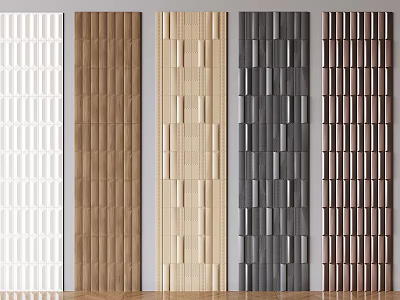 Stylish Wall Panels With Various Colors And Textured Designs For Interior Decoration 3d model