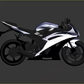 Blue Yamaha Sporty Motorcycle Featuring Streamlined Design Black Seat And Shiny Wheels