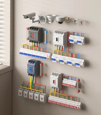 Switch modern electric box wiring wire monitoring 3d model