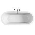 Modern Freestanding White Bathtub With Black Metal Frame And Faucet Fixture