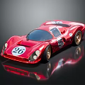Red Vintage Race Car With Number 26 And Reflection On Black Background