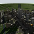 Aerial Urban Planning with High Rise Buildings Road Networks and Green Spaces