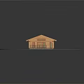 Wooden House on Green Lawn with Black Roof Chimney and Windows Exterior Design