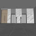 Modern Elevator Hallway Interior With Marble Walls Elevator Doors And Polished Flooring 3d model