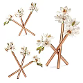 Elegant Decorative Ornament Set With White Flowers Copper Vase White Candles And Copper Candle Holders