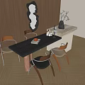 Modern Dining Table And Chair Set With Black Top Wooden Legs And Upholstered Seats