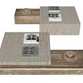 Modern Coffee Table With Wooden Frame Marble Top And Small Decorative Storage Trays