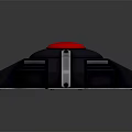 Modern Decorative Ornament Set With Black Base Red Button And Sleek Geometric Design