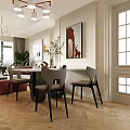 Modern Living Dining Room Interior With Grey Sofa Pink Cushions And Floor Lamp