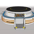 Futuristic Circular Device With Metallic Structure Blue Orange Accents And Digital