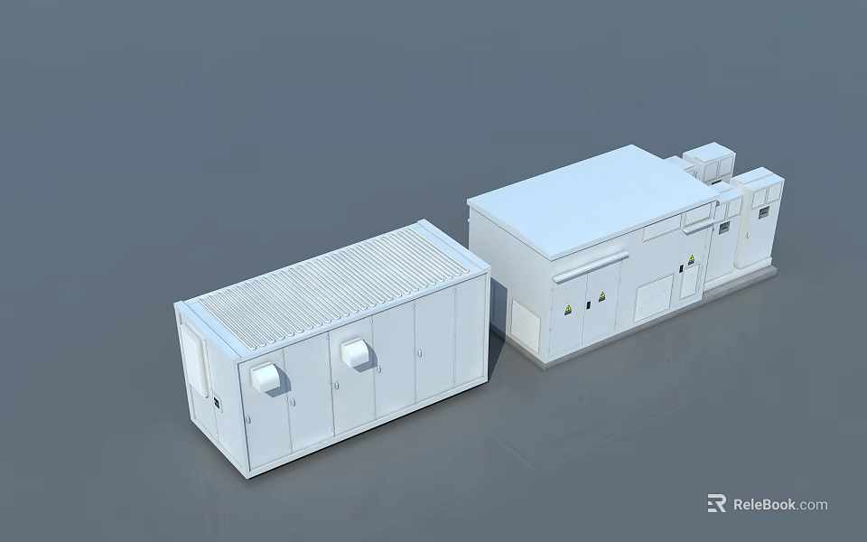 White Box Modular Building Components Featuring Roof Windows And Doors 3d model 