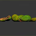 Fresh Ripe Papayas With Whole And Sliced Pieces Showing Orange Flesh And Black Seeds