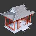 Traditional Chinese Pavilion With Curved Eaves Tiled Roof And Carved Railings