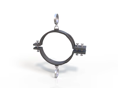 Industrial Metal Ring Clamp With Mounting Brackets And Hanging Hooks 3d model