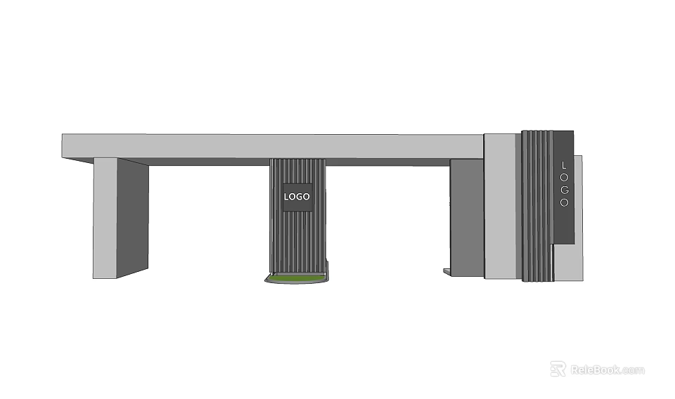 Modern Entrance Gate Design With Columns Beam And Logo Elements 3d model 