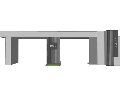 Modern Entrance Gate Design With Columns Beam And Logo Elements 3d model