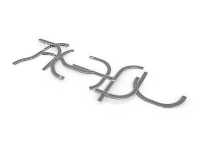 Black Metal Curved Components With Bent Shapes And Structural Parts 3d model
