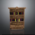 Wooden Bookshelf With Multiple Shelves Holding Colorful Books And Classic Design