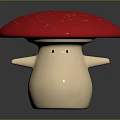 Cute Plant Shaped Mushroom Decor With Red Cap And Beige Body