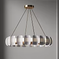 Elegant Modern Chandelier With White Curved Shades And Gold Metal Hanging Rods For Interior