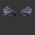 Fantasy Dragon 3D Model With Detailed Blue Wings And Red Edges