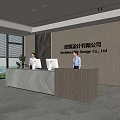 Modern company front desk background wall reception area bar desk reception desk hall simple lobby 3d model