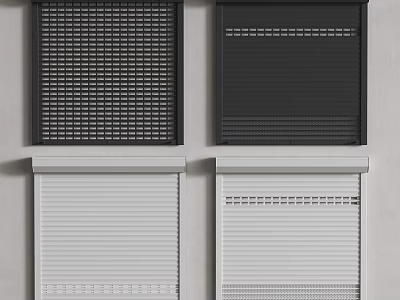 Modern Roller Shutters In Black And White With Different Pattern Designs 3d model