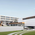 Modern Simple School Middle School Education Building Campus Teaching Building Playground 3d model