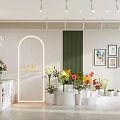 Charming Flower Shop Interior With Various Flowers Green Plants Archway And Wall Paintings