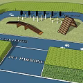 Pet Paradise Park Design Featuring Agility Ramps Jumping Poles And Grass Track