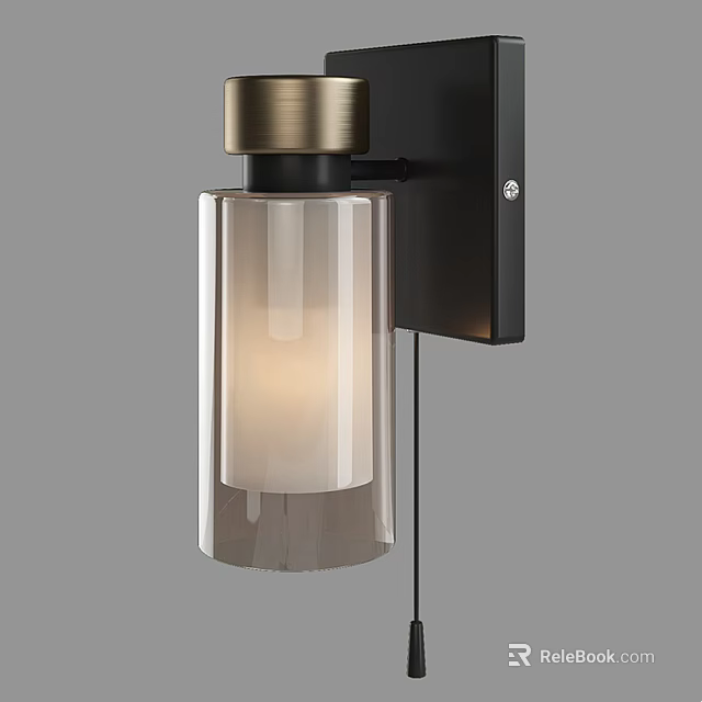 Modern Wall Sconce With Transparent Glass Shade Brass Finish And Warm Light For Home Decor 3d model 