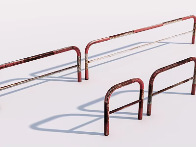 Rustic Red Brown Metal Fence With Curved Rails For Outdoor Use 3d model