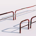 Rustic Red Brown Metal Fence With Curved Rails For Outdoor Use