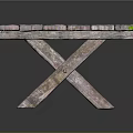 Rustic Weathered Wooden Table With Green Moss Covered Planks And Simple Legs