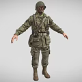 Man in Full Military Uniform With Helmet Tactical Gear and Boots Standing Pose