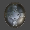 Silver Metal Helmet With Decorative Rivets Face Mask And Cross Shaped Holes