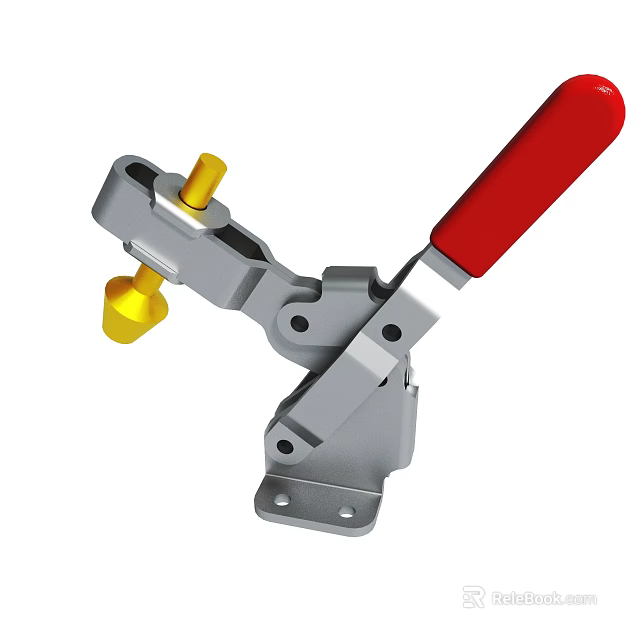 Metal Quick Release Clamp Tool With Red Handle And Yellow Knob 3d model 