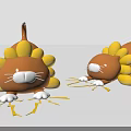 Cute Cartoon Lion Figurines With Brown Body Yellow Mane White Paws As Photo Spot